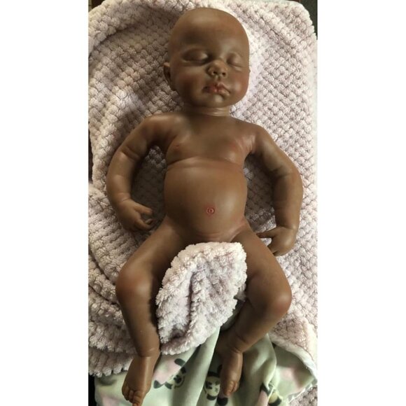 🆕19 inch Full Body Platinum Silicone Bald Baby Dolls Sleeping Zora-tan Boy - Picture 4 of 10